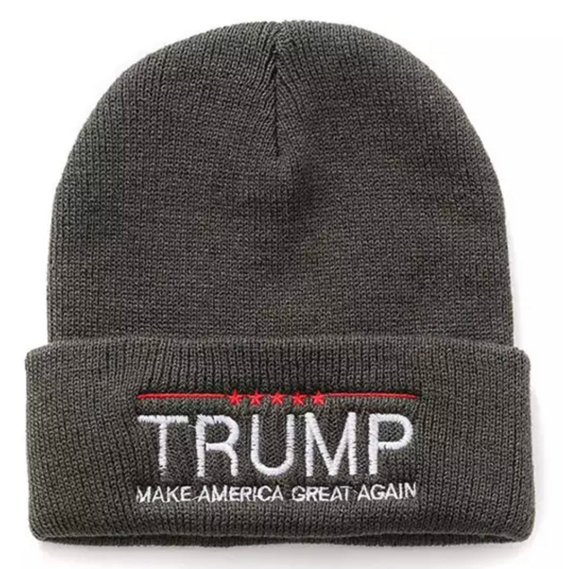 Hats { Trump } Make America Great Again. Embroidered. 4 colors. Black, red, dark gray, light gray. Knit unisex beanie. - Stacy's Pink Martini Boutique