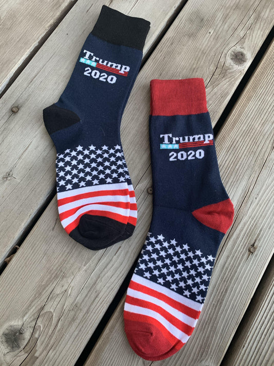 Socks { Trump 2020 } Red or blue. Knit. USA. American flag. Stars and Stripes. - Stacy's Pink Martini Boutique