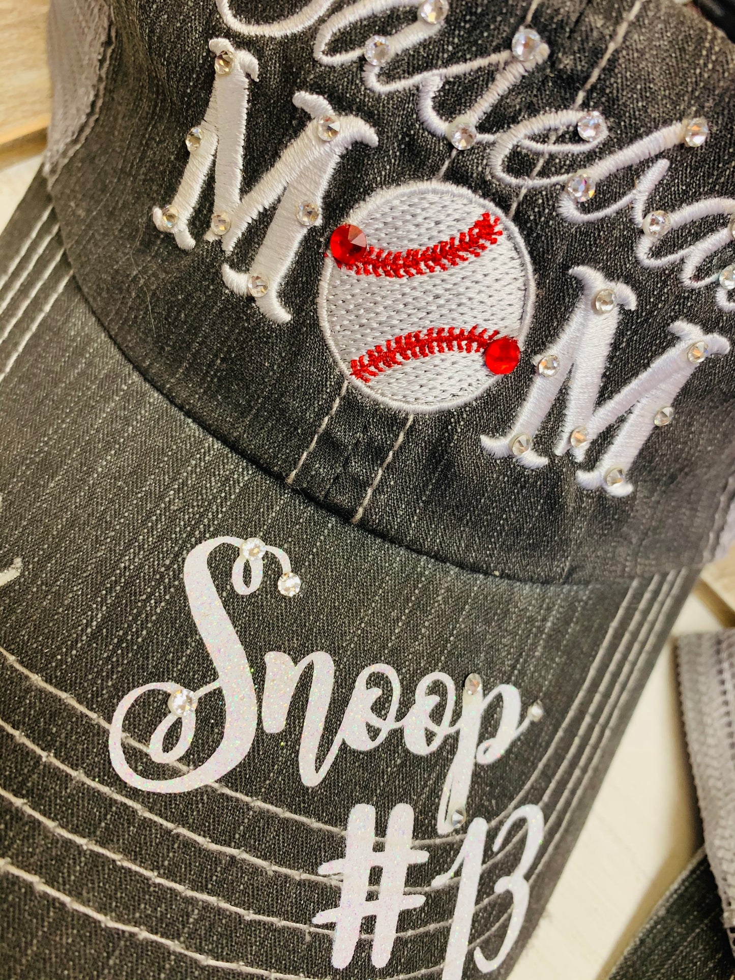 Personalized Mom hats Baseball mom Embroidered womens distressed trucker cap Sports - Stacy's Pink Martini Boutique