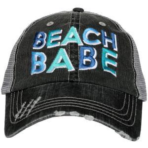 Beach Hats Beach please Embroidered distressed trucker caps Seashells Vacation - Stacy's Pink Martini Boutique