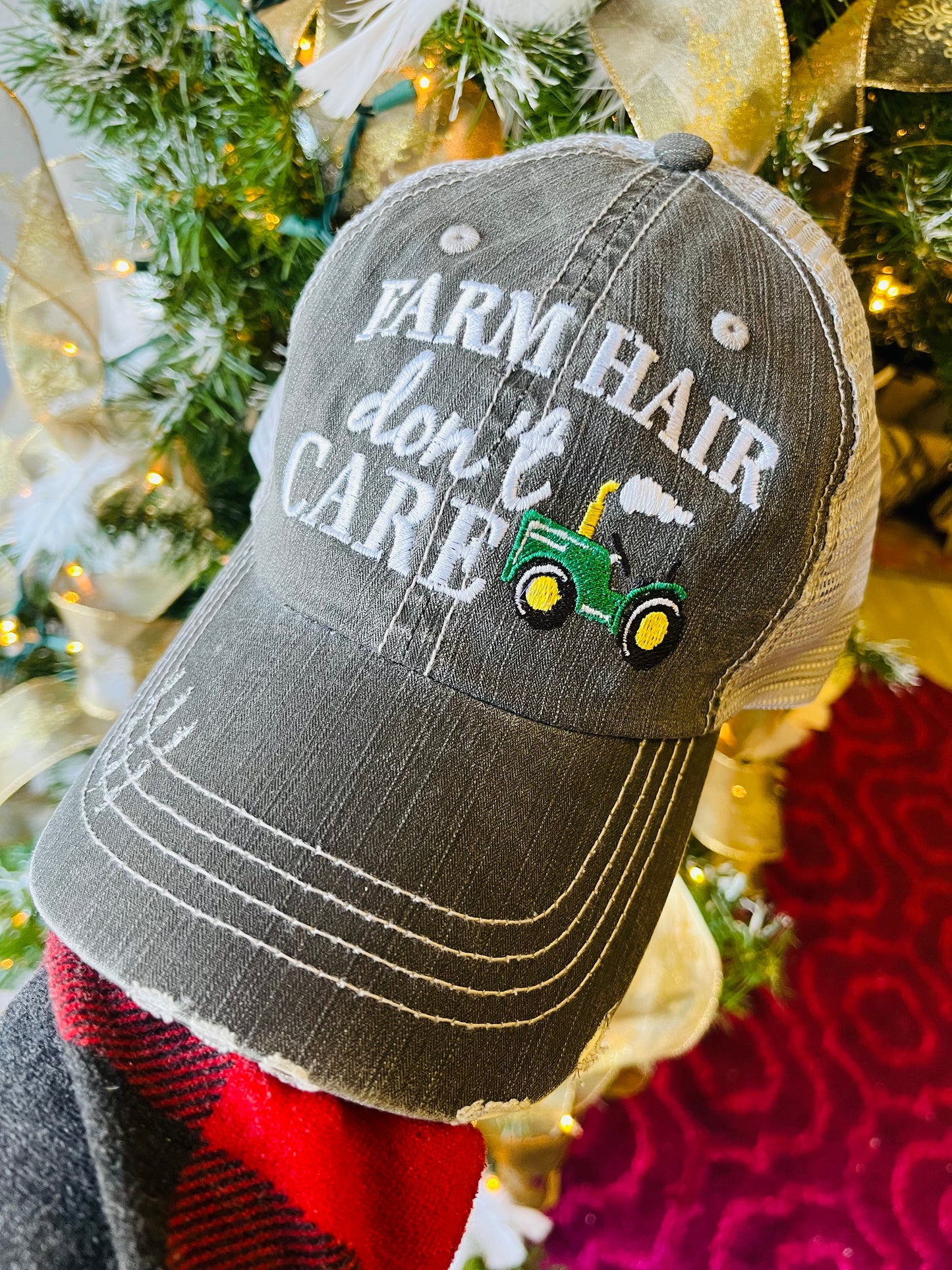 Farm Hat Farm hair dont care Tractor Embroidered unisex trucker cap John Deere green