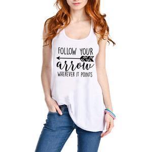 Follow your arrow tank tops •• Coral, teal, black, white, light brown and dark gray •• S - XXL - Stacy's Pink Martini Boutique