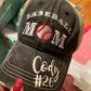 Personalized Mom hats Baseball mom Embroidered womens distressed trucker cap Sports - Stacy's Pink Martini Boutique