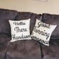 Pillow Set { Good morning gorgeous. Hello there handsome } Burlap. Great gift for a wedding, shower or yourself! Pillowcases or pillows filled. 17 x 17 burlap zipper closure. - Stacy's Pink Martini Boutique