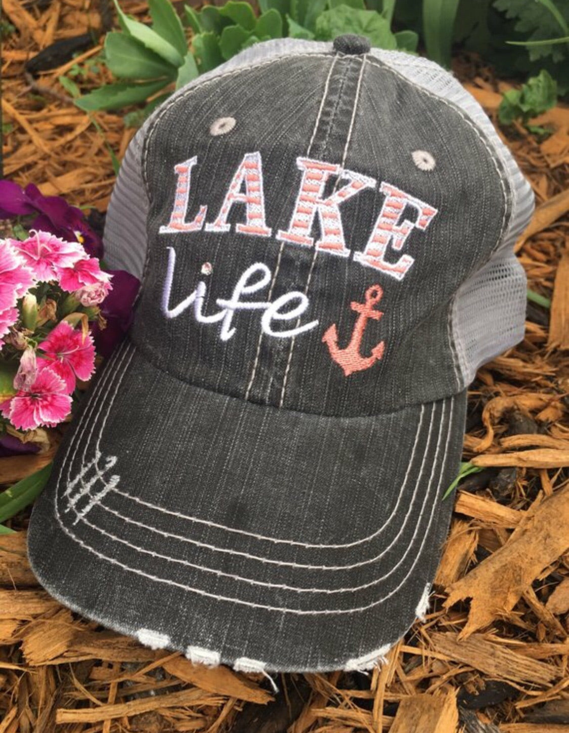 Hats { Lakeaholic } { Lake bum } { Lake hair don't care } { Lake please } { Lake life } - Stacy's Pink Martini Boutique