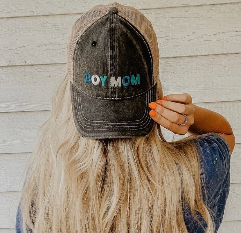 Mom hats Boy mom Girl mom Embroidered womens trucker caps Personalizable - Stacy's Pink Martini Boutique