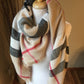 Blanket scarf { Classic check } Camel. Large square blanket scarf. - Stacy's Pink Martini Boutique