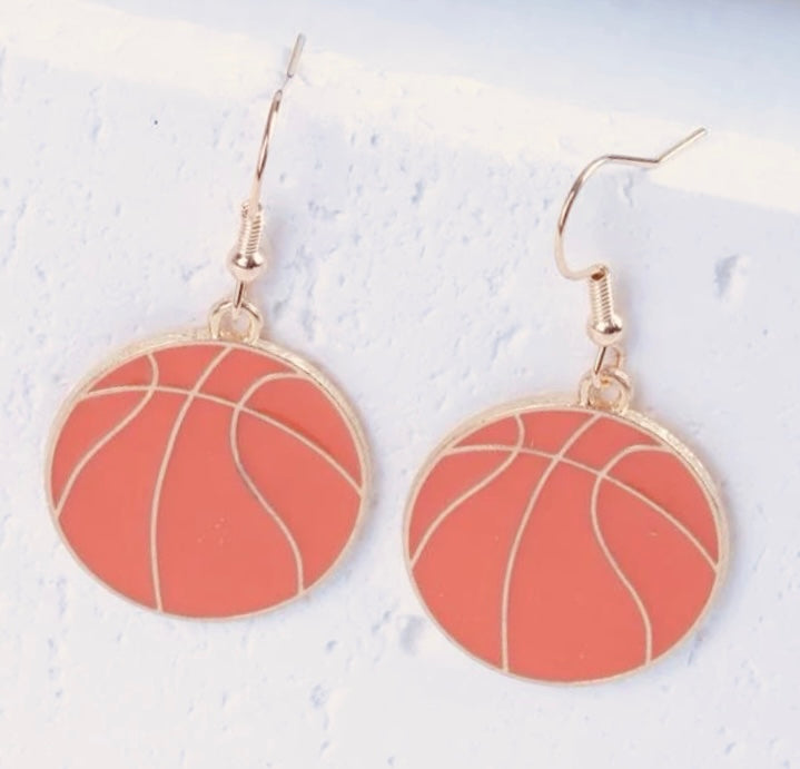 Basketball earrings Gold and orange Sports