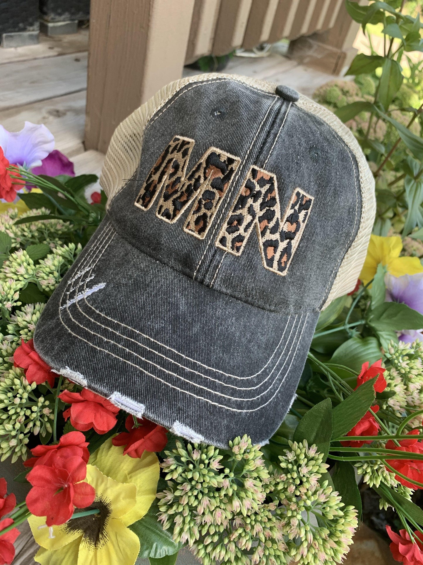 State hats LEOPARD Gray womens trucker cap - Stacy's Pink Martini Boutique