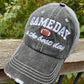 Gameday is the best day Football Gray embroidered distressed unisex trucker cap Sports
