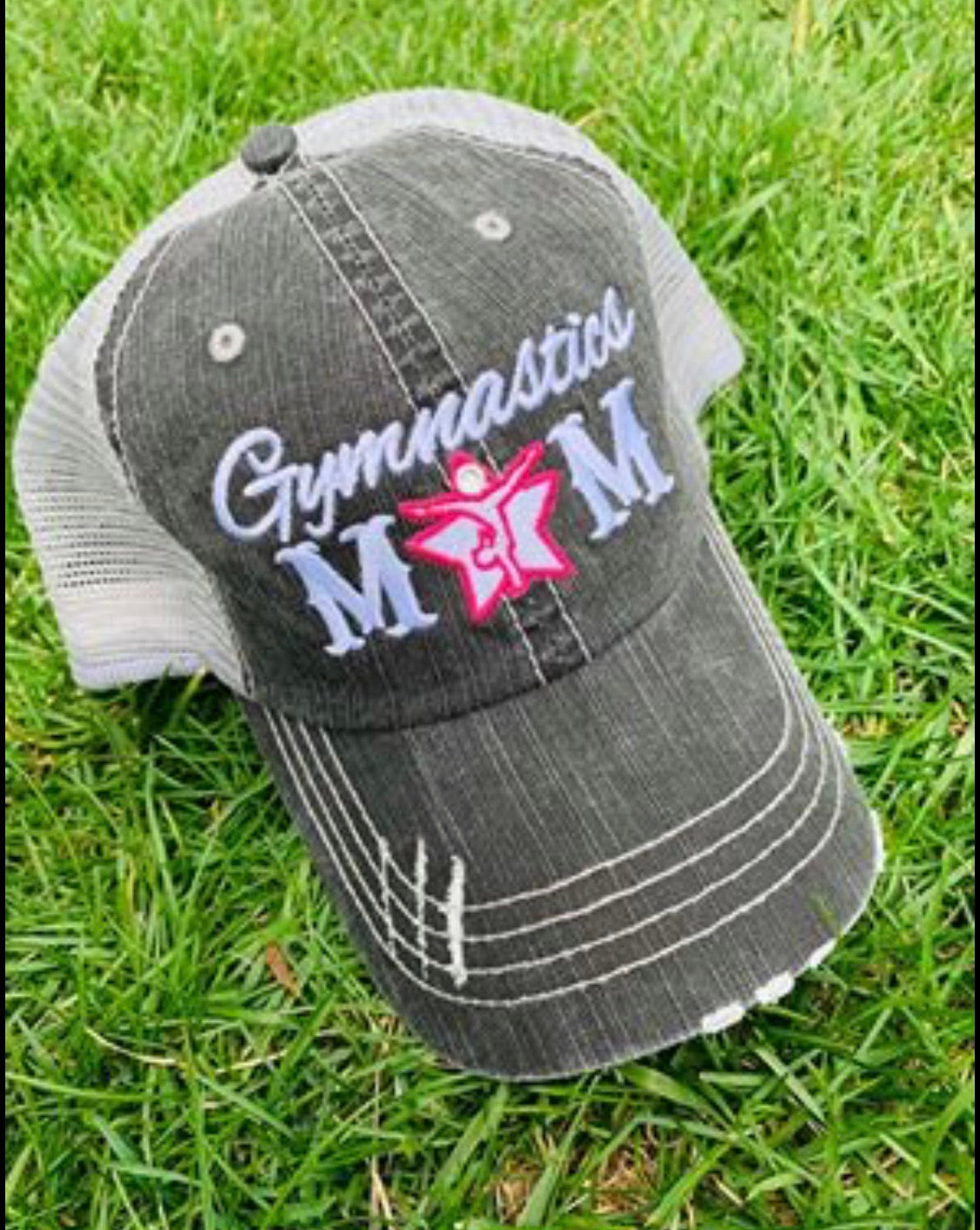 Gymnastics hats! Gymnastics mom | Womens trucker baseball style hat | Customize names-numbers-BLING! - Stacy's Pink Martini Boutique