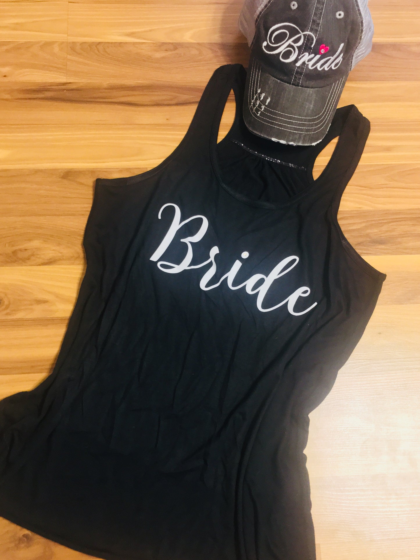 Hats and tanks { Bride } 1 gray hat $12 clearance. 1 black XL tank $15 clearance. - Stacy's Pink Martini Boutique