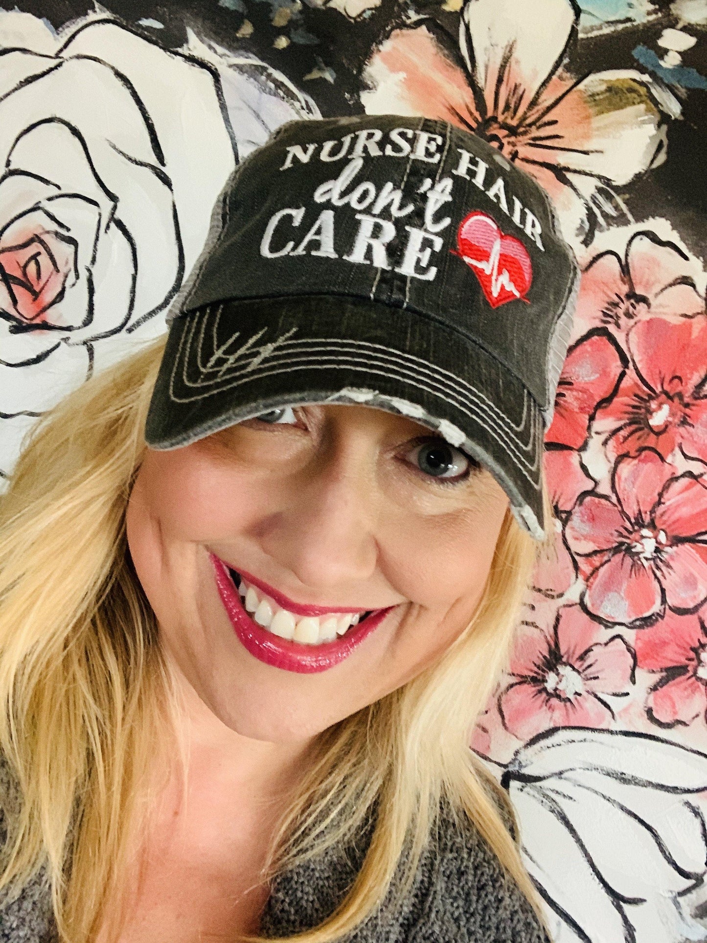 Boat hats! Boat hair dont care. FREE ship and FREE jewelry with each order. Embroidered distressed gray trucker hats with anchors. - Stacy's Pink Martini Boutique