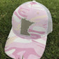 Hat { Minnesota } Pink and white camouflage • State of Mn • Womens trucker cap • Adjustable snapback • Mesh breathable back • Sota • $10 hat! • Only 6 left!! - Stacy's Pink Martini Boutique
