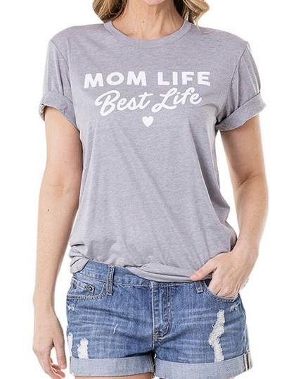 Mom T-shirts • Mom life is the best life • Blue - Pink - Gray - Stacy's Pink Martini Boutique