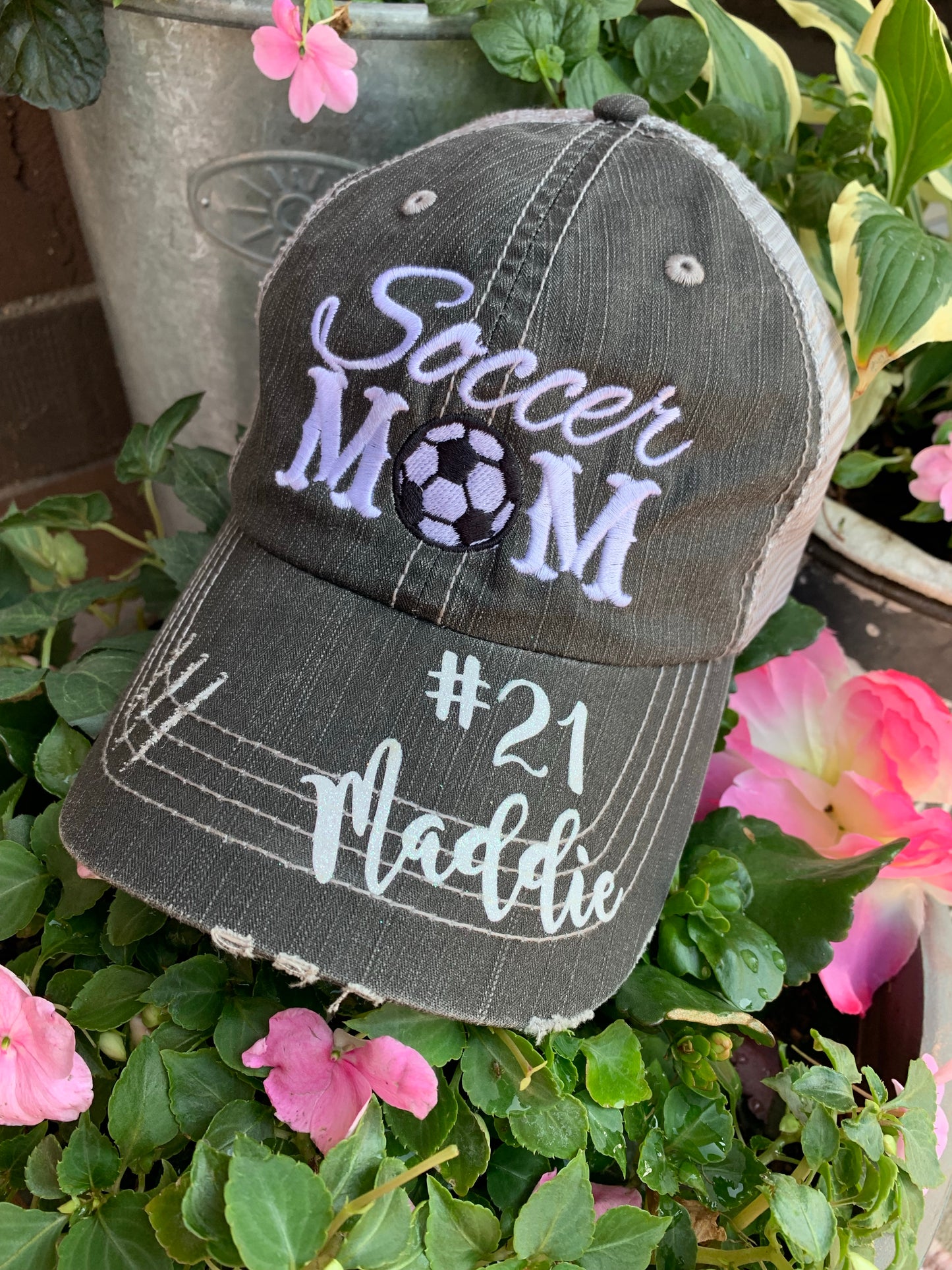 Personalized football hats Football mom Embroidered womens trucker caps - Stacy's Pink Martini Boutique