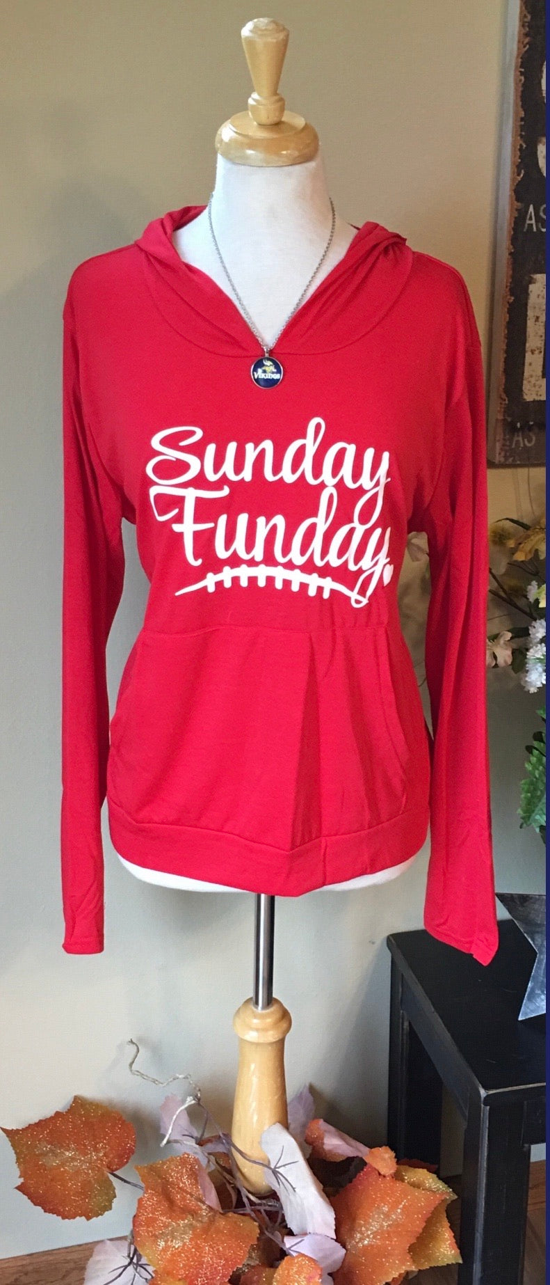 Hoodie with FREE earrings! { Sunday funday } Red or black • Lightweight • Front pocket • Kids and adults • Unisex - Stacy's Pink Martini Boutique