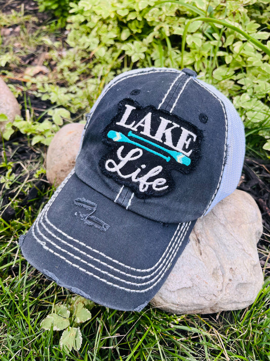 Lake life embroidered hat Navy blue Paddles Oars