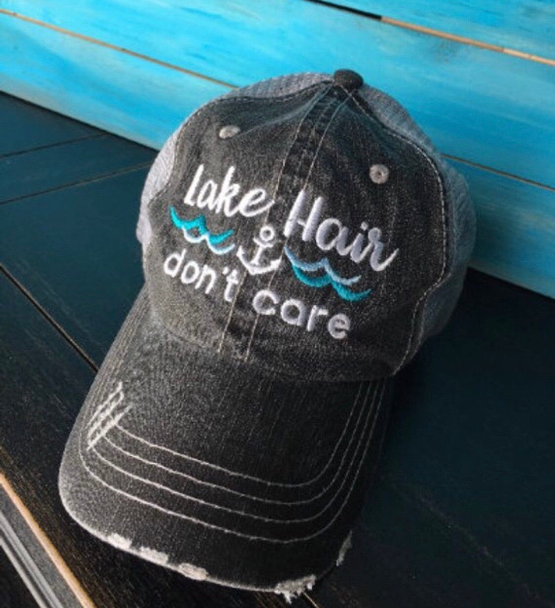 Lake hats! Kids-Adults•Lake hair dont care•Embroidered trucker caps•Lake life-Anchors - Stacy's Pink Martini Boutique