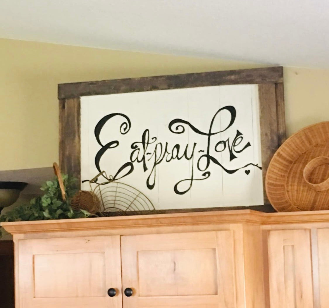 Custom wood signs & tray. Hand painted by Stacy. They are not vinyl. They are one of a kind pieces with blended and stains and hand done! - Stacy's Pink Martini Boutique