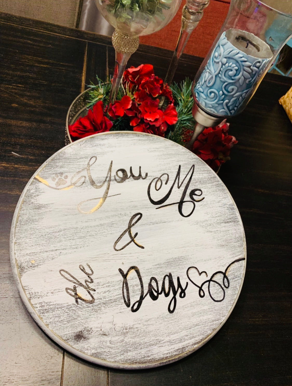 Custom wood signs & tray. Hand painted by Stacy. They are not vinyl. They are one of a kind pieces with blended and stains and hand done! - Stacy's Pink Martini Boutique