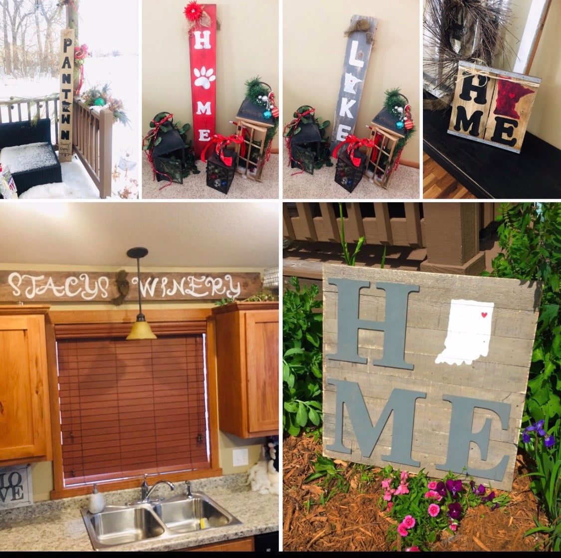 Custom wood signs & tray. Hand painted by Stacy. They are not vinyl. They are one of a kind pieces with blended and stains and hand done! - Stacy's Pink Martini Boutique