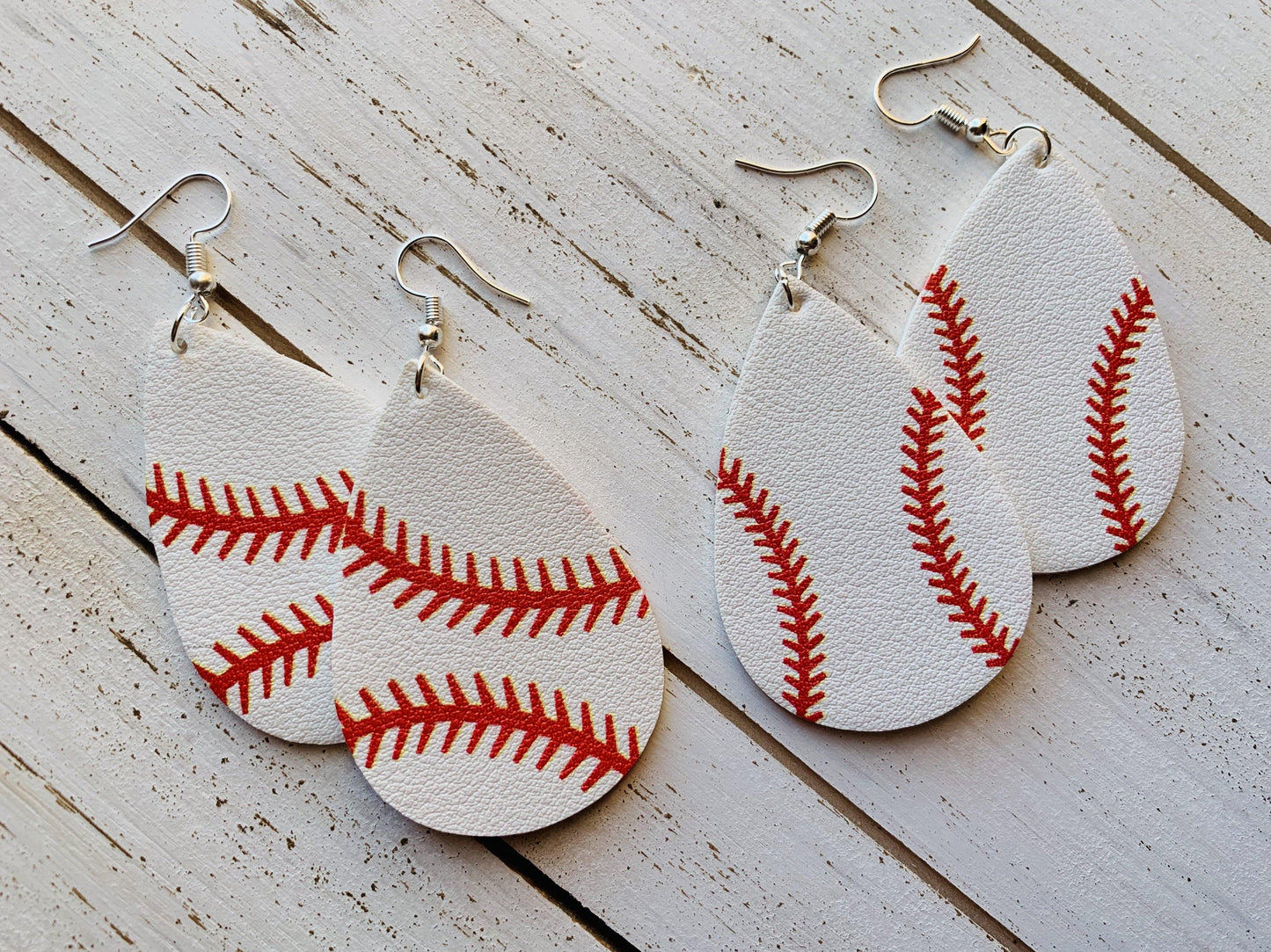 Baseball earrings | Leather - Stacy's Pink Martini Boutique