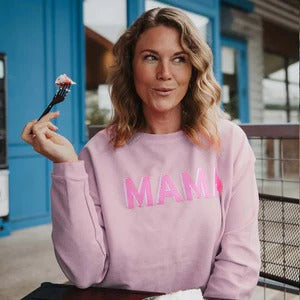 Mama sweatshirt Corded womens graphic top pink or red S - XL Mom clothing Apparel