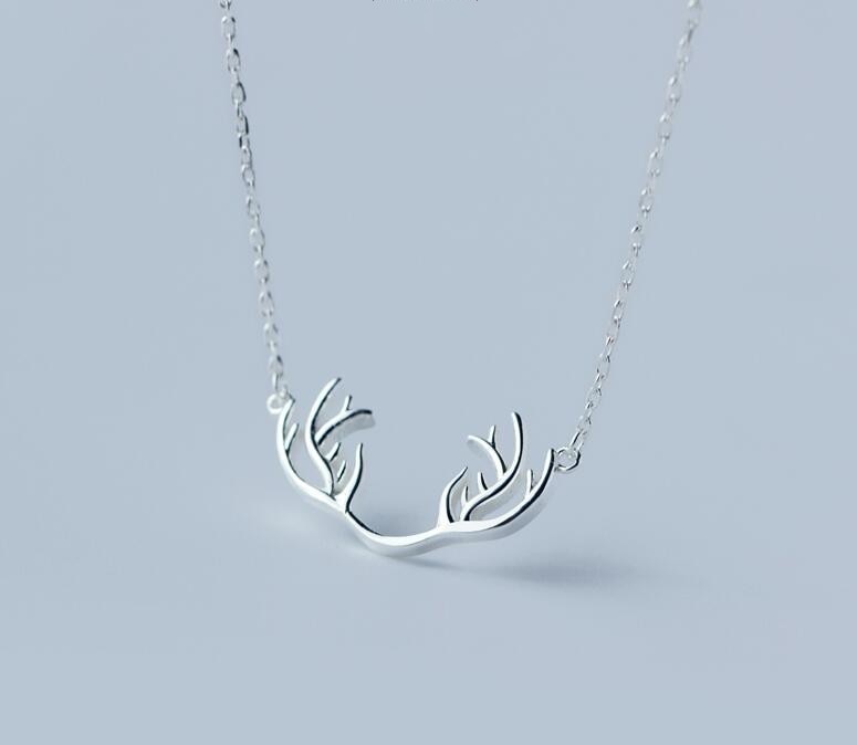 Antler necklace Silver rack deer jewelry - Stacy's Pink Martini Boutique
