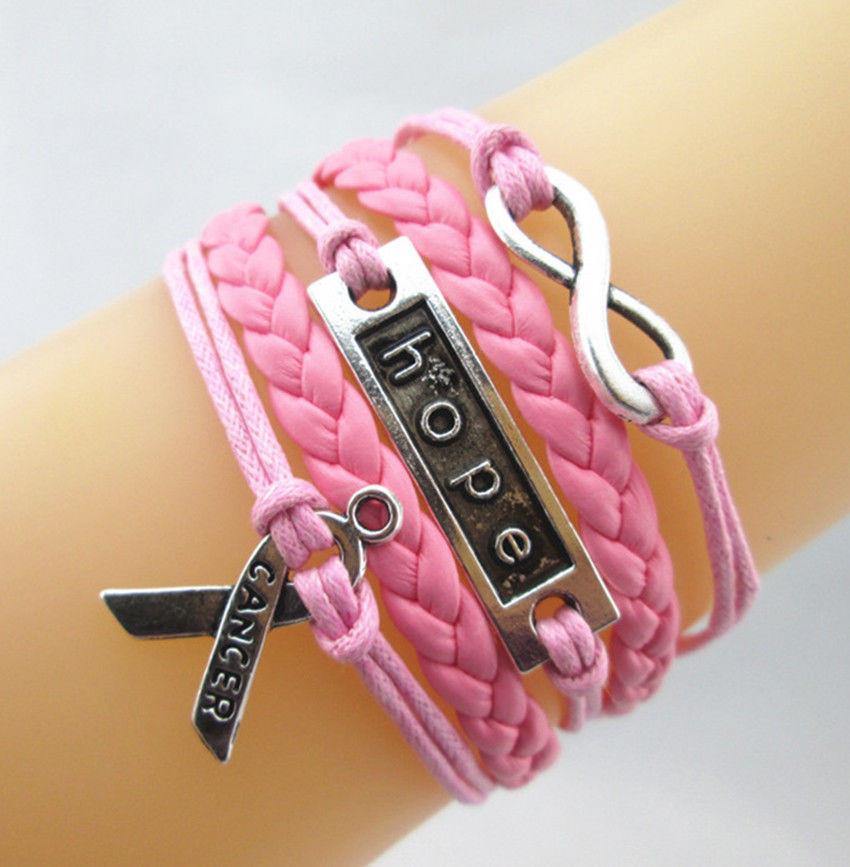 Bracelet { Breast cancer } Pink. Wrap. Hope. Pink ribbon. Infinity. - Stacy's Pink Martini Boutique