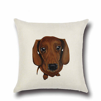 Pillow or pillowcase { Dog } Dachschund. 17 x 17. Zip closure. Cotton and linen. Other dogs available. Just ask! - Stacy's Pink Martini Boutique