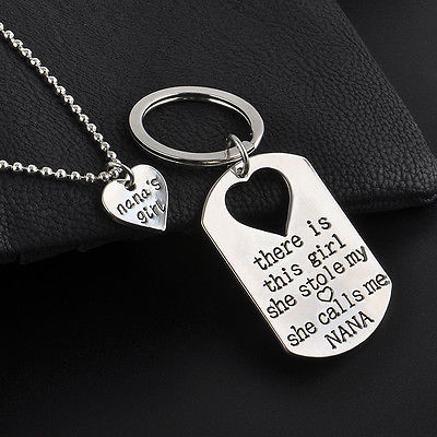 Necklace & Keychain sets { There is this girl she stole my heart she calls me.... } Daddy, mommy, nana, grandma, grandpa. - Stacy's Pink Martini Boutique