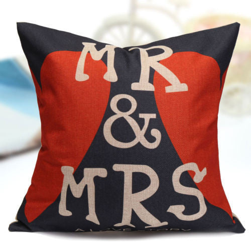 Pillow or pillowcase { Mr. and Mrs. } Personalize with last name. Burlap 17 x 17 zipper closure. Great wedding gift! - Stacy's Pink Martini Boutique