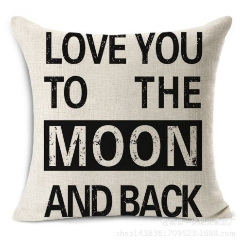 Pillow or pillowcase { Love you to the moon and back } 17 x 17. Burlap. Zipper closure. - Stacy's Pink Martini Boutique