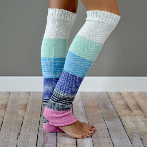 { Leg warmers/boot toppers/hand warmers } Pink, blue, grey stripes. - Stacy's Pink Martini Boutique